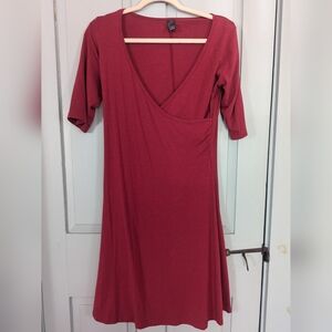 ♥️ Prana Breathe Dress Bamboo Cotton Elegant Red V-Neck, Medium organic